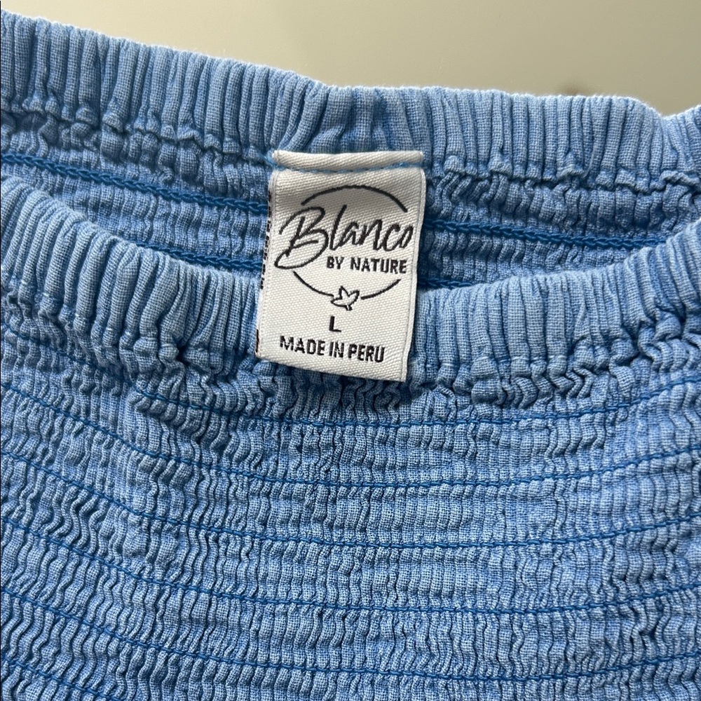 Blanco By Nature Blue Smocked Waist Pants - Picture 2 of 3